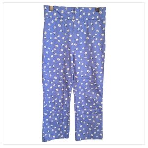 Zara Cropped Floral Pants Size Large Daisy Print High Rise Spring Summer